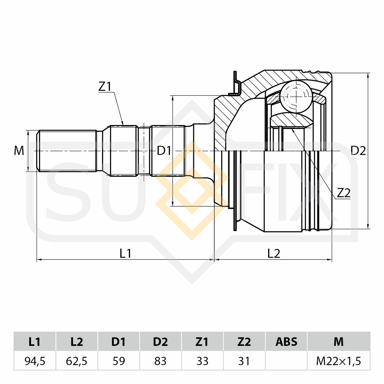 ШРУС наружный ST-1065 SUFIX ST-1065