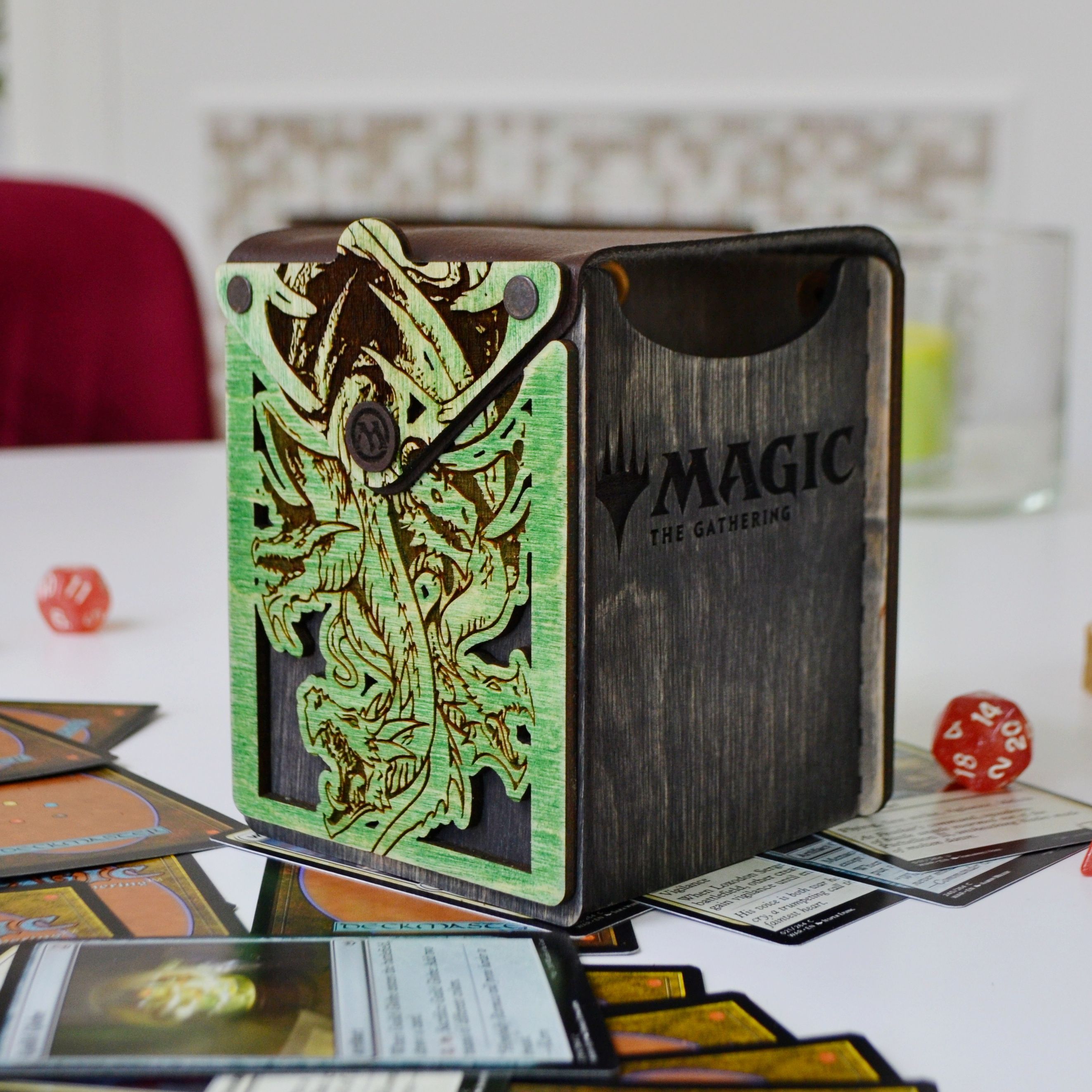 Deckbox MTG "Гидра" XL (на 120+ карт), коробочка для карт МТГ из дерева, magic the gathering