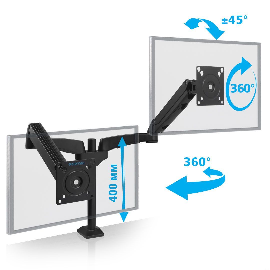 Kromax Кронштейн для двух мониторов настольный OFFICE-12 / до 34" / до 2х6 кг