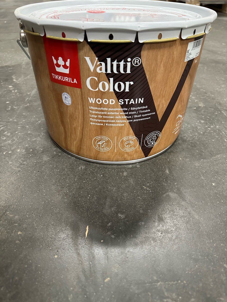 TIKKURILA Valtti Color Classic (9 л), ЛАЗУРЬ (лак + пропитка) матовая  ЦВЕТНАЯ (5087 Северный олень / Poro) с масляными компонентами для  БРЕВЕНЧАТЫХ ...