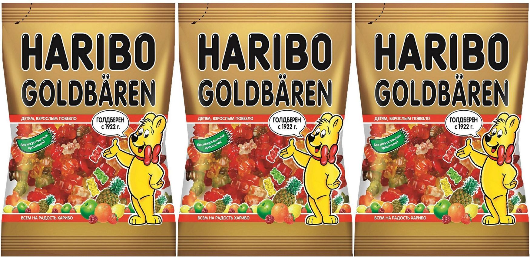 Мармелад Haribo Золотые Мишки жевательный, комплект: 3 упаковки по 175 г