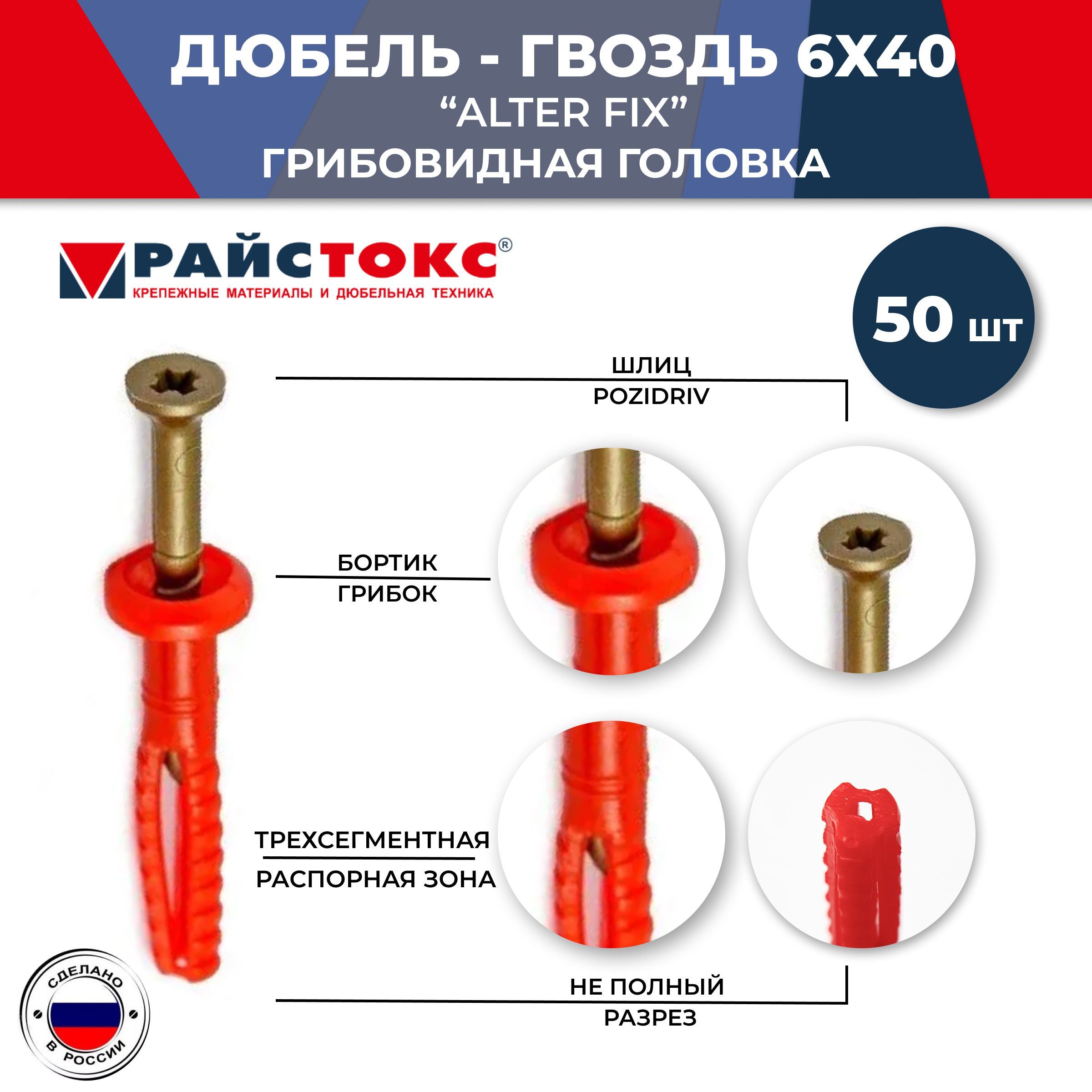 Характеристики дюбеля. Дюбель распорный Rd-Reistox 8х51