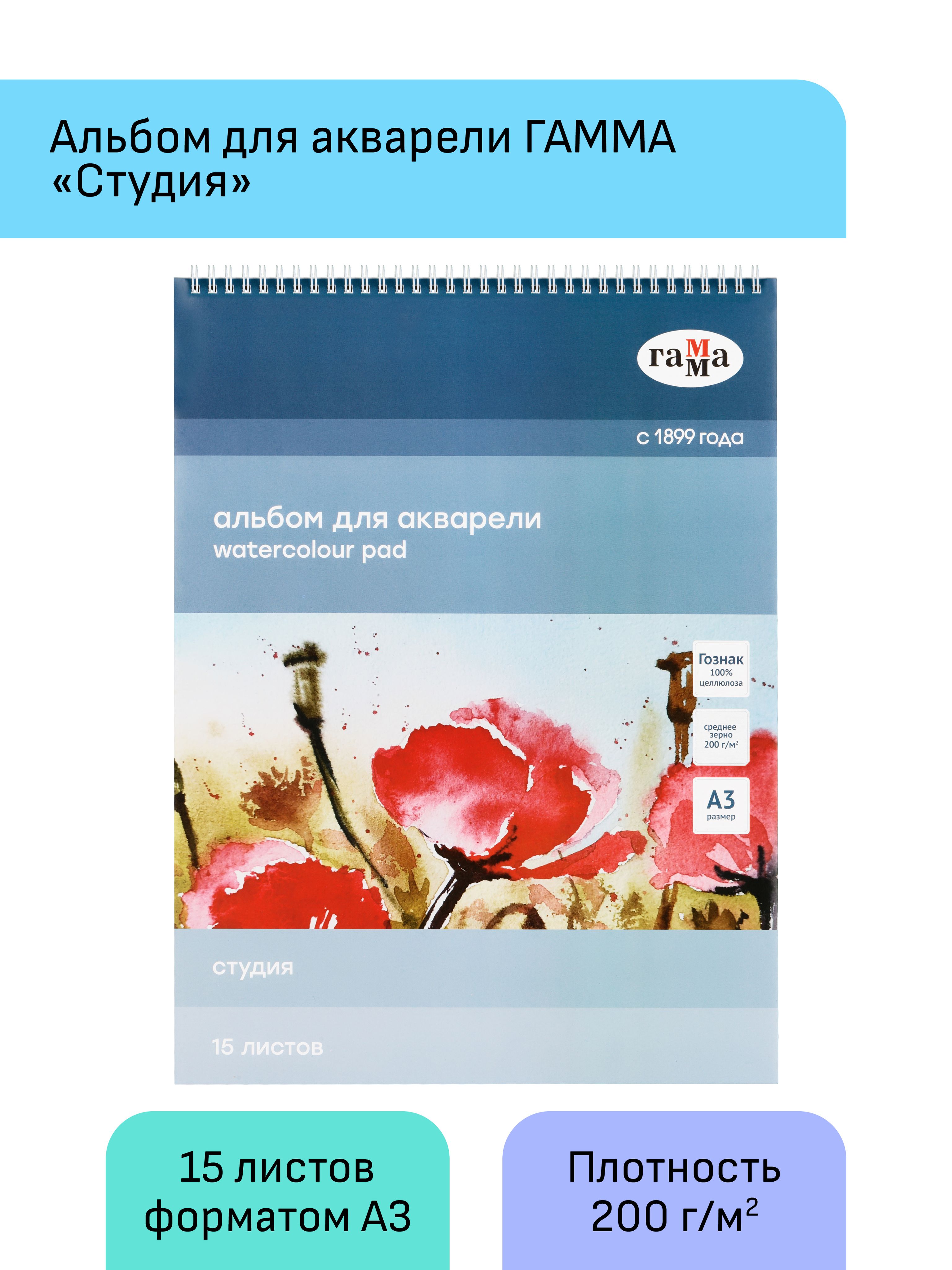 Альбом для рисования Гамма Студия А3, на спирали, 15л - купить с доставкой  по выгодным ценам в интернет-магазине OZON (364631959)