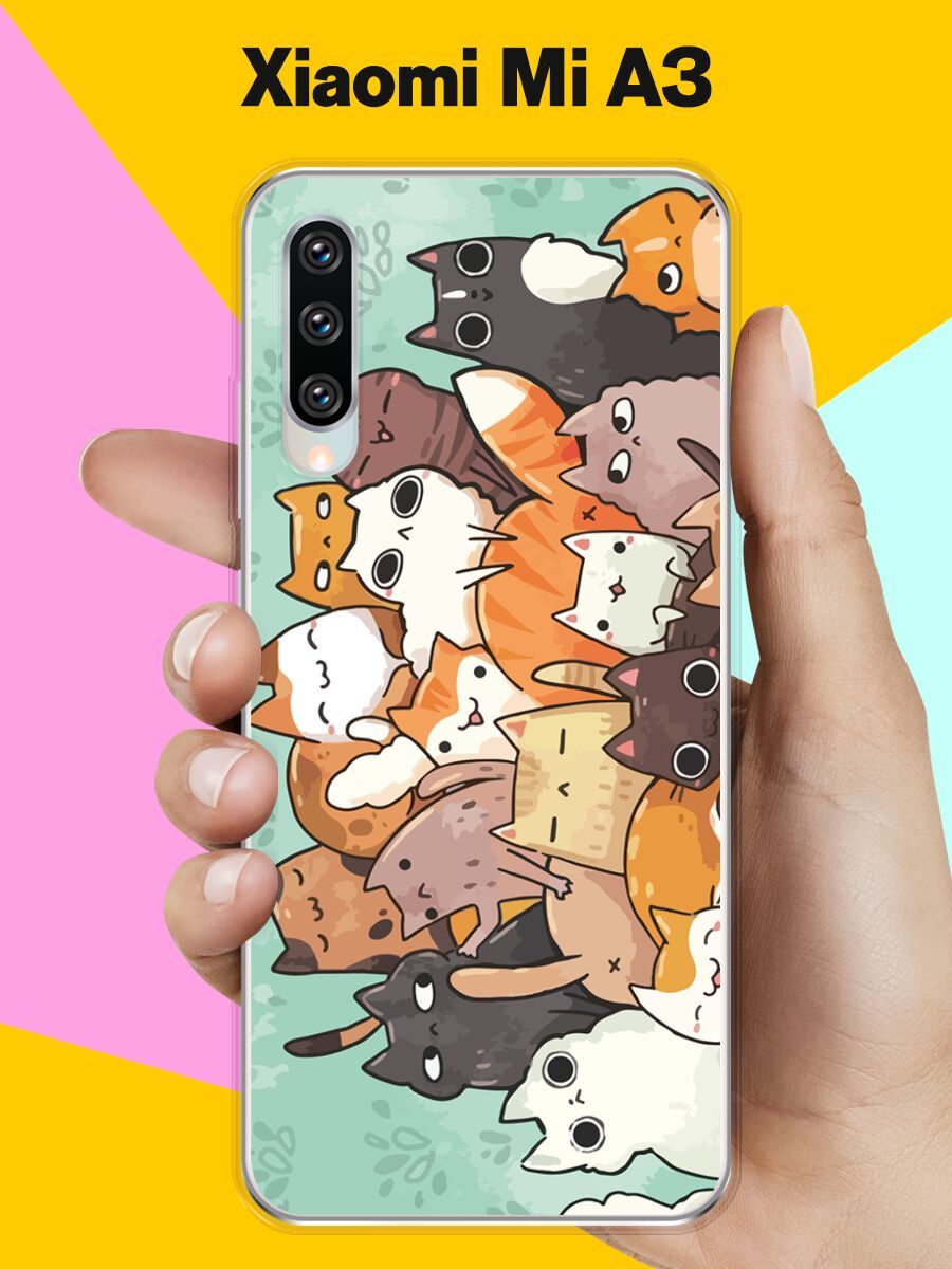 Силиконовый чехол на Xiaomi Mi A3 Много котов / для Сяоми Ми А3 - купить с  доставкой по выгодным ценам в интернет-магазине OZON (739212114)