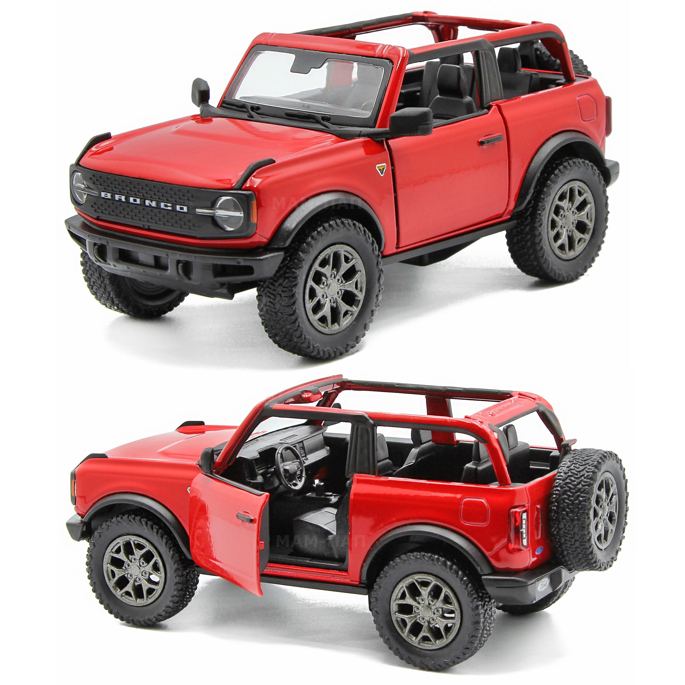 Машинка металлическая Kinsmart 1:34 2022 Ford Bronco (Open Top) (Форд  Бронко с открытым верхом) 5438ADKT инерционная, двери открываются / Красный  - купить с доставкой по выгодным ценам в интернет-магазине OZON (939751339)