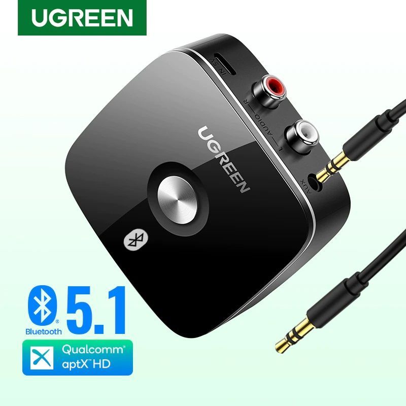 BluetoothресиверUGREENсподдержкойaptXHD,адаптерBluetooth5.1,RCA,AUX3.5mm