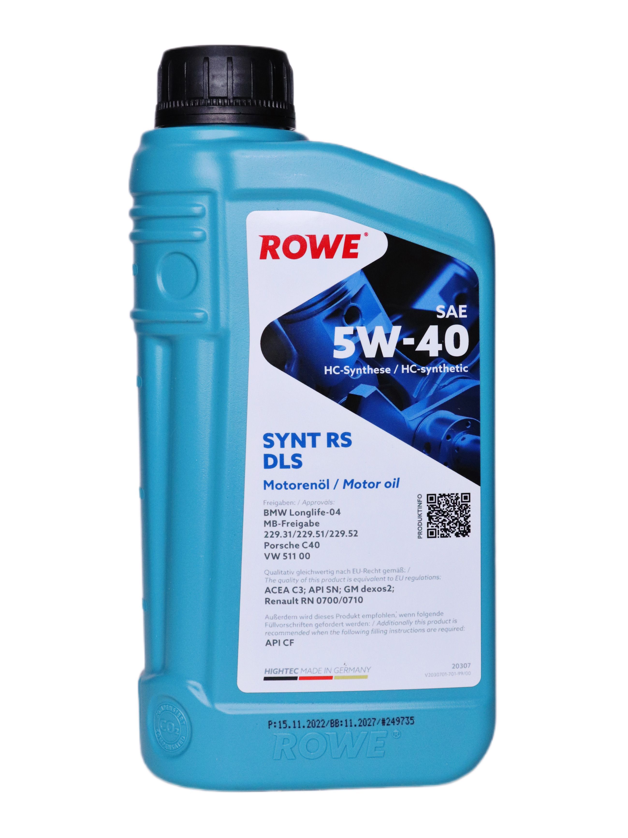 Моторное масло rowe 5w 30. Rowe 5w40. Rowe 5w40 Hightec Synt. Rowe Hightec Synt Asia SAE 5w-40. Масло Rowe 5w40 синтетика.