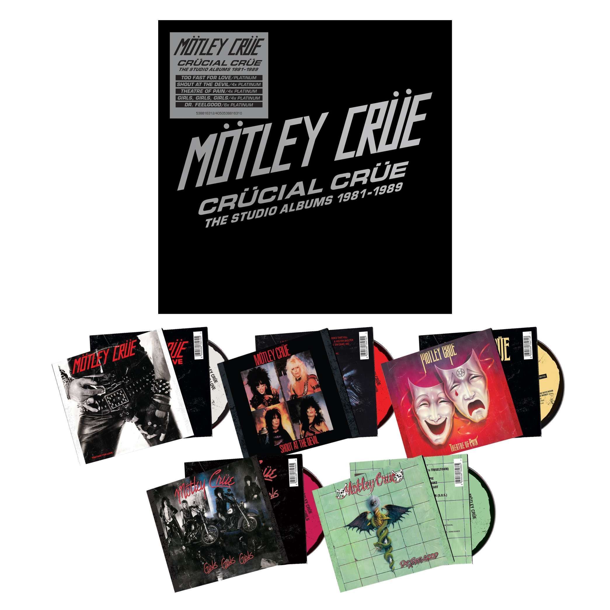 МУЛЬТИПЛАТИНОВЫЕ ХИТЫ ! Motley Crue: Crucial Crue: The Studio Albums 1981 - 1989 (Limited Edition) 5 CD 2023 год