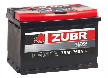 Аккумулятор автомобильный 12v 75 Ah ZUBR Ultra 75 Ah 760 A прямая полярность 278x175x190 стартерный акб для автомобиля, машины