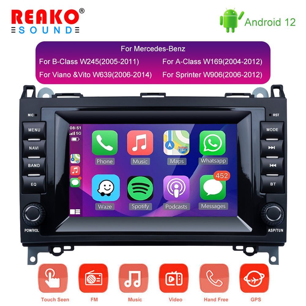 For Mercedes/Benz/W169 W245 W639 W906 Sprinter B160 B170 B200 автомагнитола  2дин 2+64G android Аудио для авто GPS WIFI Bluetooth2 DIN - купить в  интернет-магазине OZON с доставкой по России (976446709)