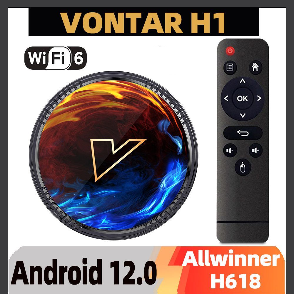 VontarМедиаплеерСмартТВприставкаVONTARH1AllwinnerH618Android12.0Android,4ГБ/64ГБ,Bluetooth,Wi-Fi,черный