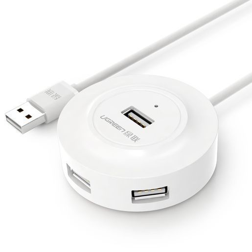 Хаб UGREEN CR106 (20270) USB 2.0 Hub 4 Ports. Длина: 1м. Цвет: белый