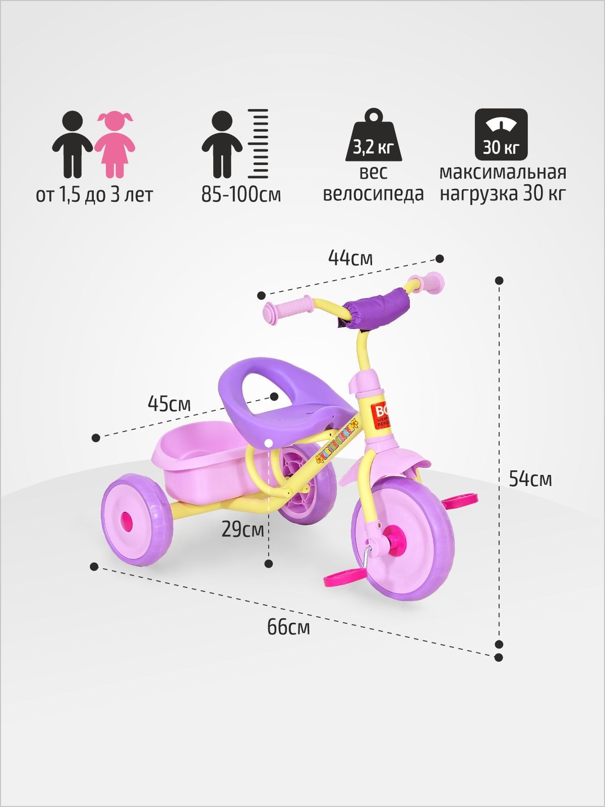 ВелосипеддетскийбезручкиTRIKEWERTERBERGERтрехколесныйфиолетовый