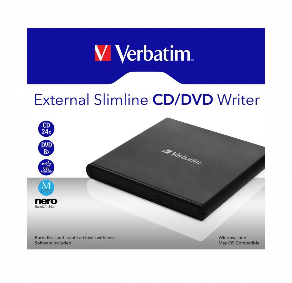 ПишущийприводVERBATIMEXTERNALDVDREWRITERUSB2.0BLACK