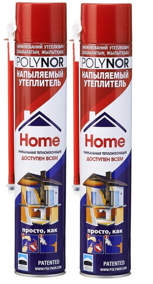 Утеплитель напыляемый POLYNOR HOME, бытовой, 1000 мл, 2 шт