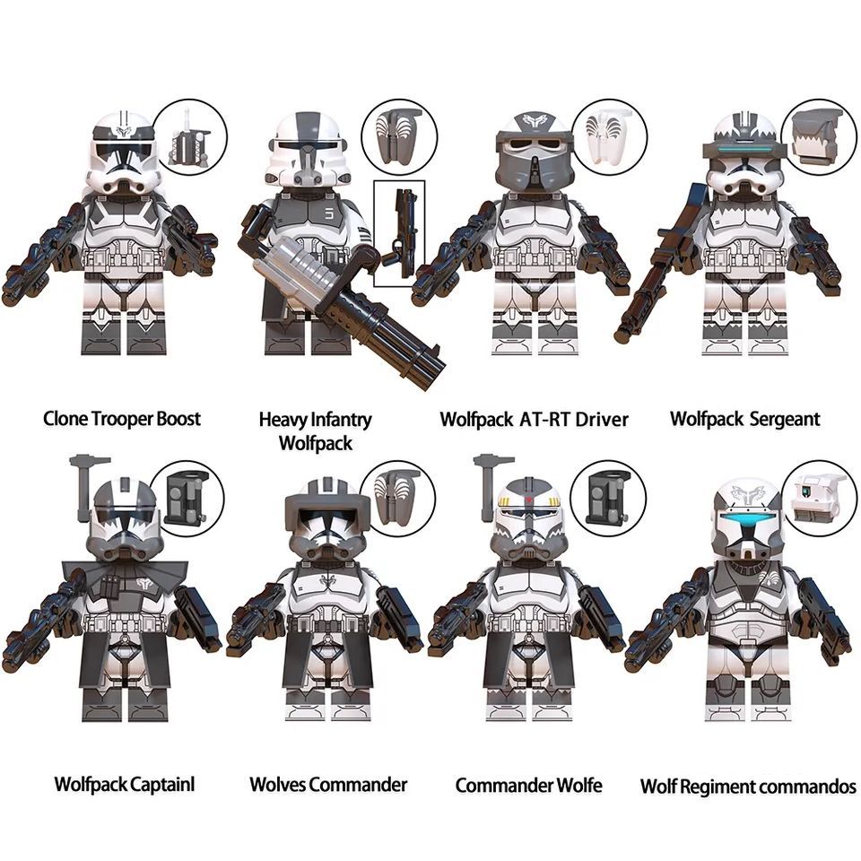 Набор минифигурок солдат-клонов Волчья Стая Wolfpack WM6128 / 8 шт, 4,5 см,  совместимы с конструктором лего - купить с доставкой по выгодным ценам в  интернет-магазине OZON (1093870827)