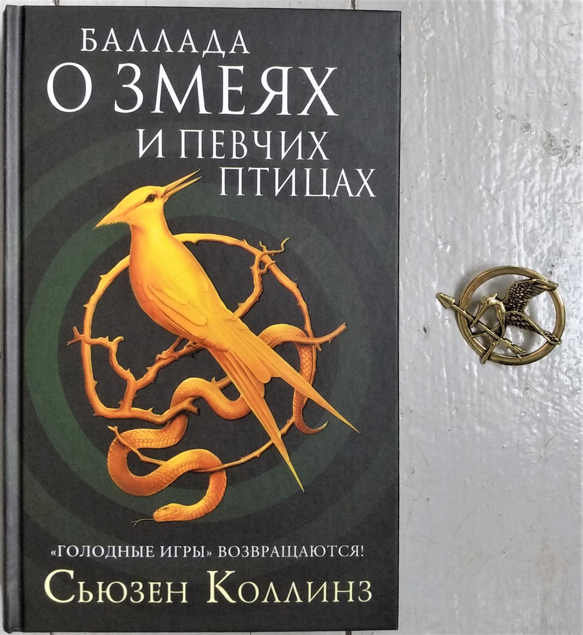 Подарочный набор. Книга + Бонус. Баллада о змеях и певчих птицах и брошь  значок 