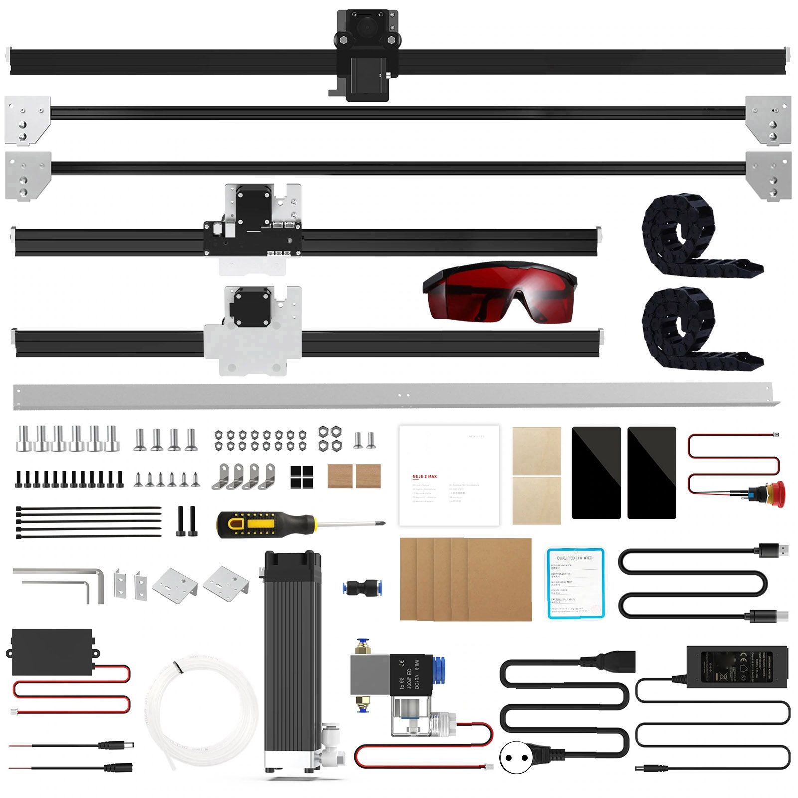 Комплект лазерного гравера NEJE, большая область гравировки, надежная совместимость, лазерный станок для черного акрилового пластика, вилка европейского стандарта, 100 240 В