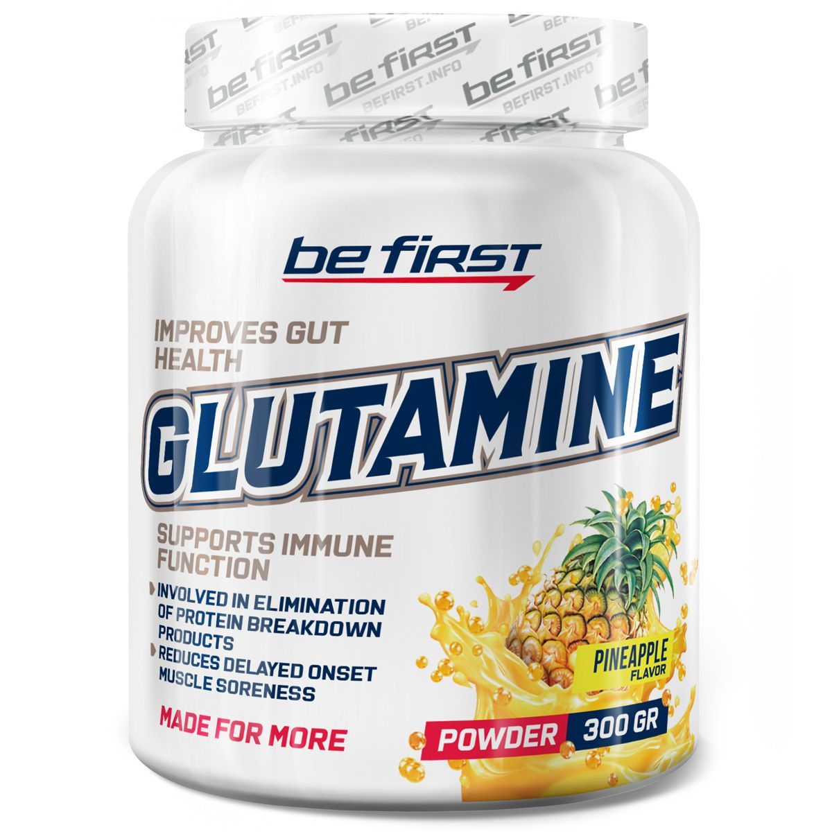 Глютамин в порошке Be First Glutamine Powder (л глутамин) 300 гр, ананас