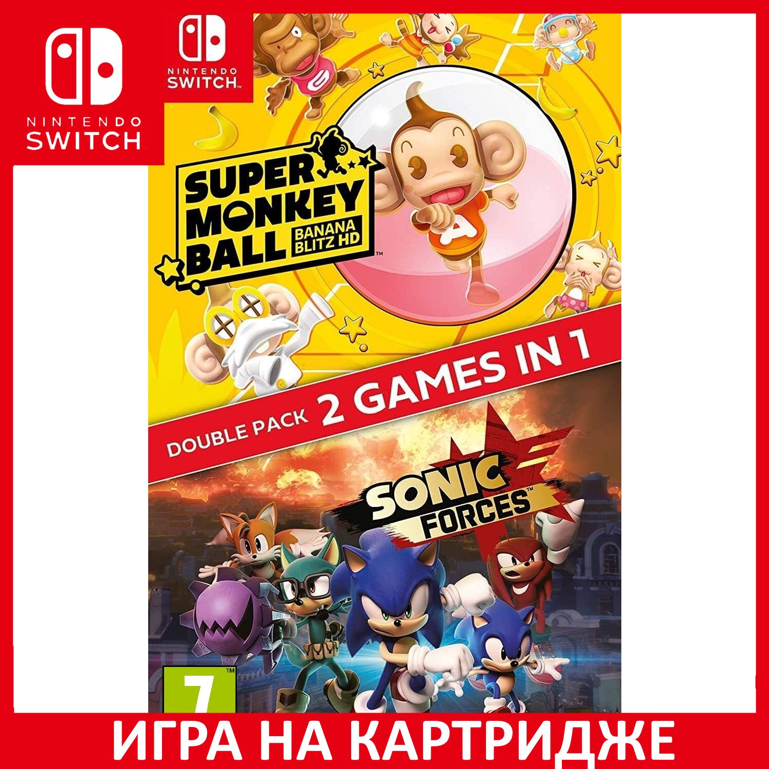 Игра Sonic Forces + Super Monkey Ba (Nintendo Switch, Английская версия)  купить по низкой цене с доставкой в интернет-магазине OZON (472371314)