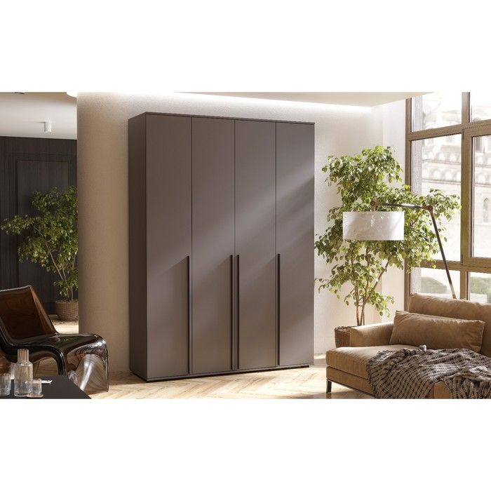 Шкаф распашной, Норд, 160х51х223.6 см Графит / шкаф для одежды распашной с полками, со штангой / мебель для дома