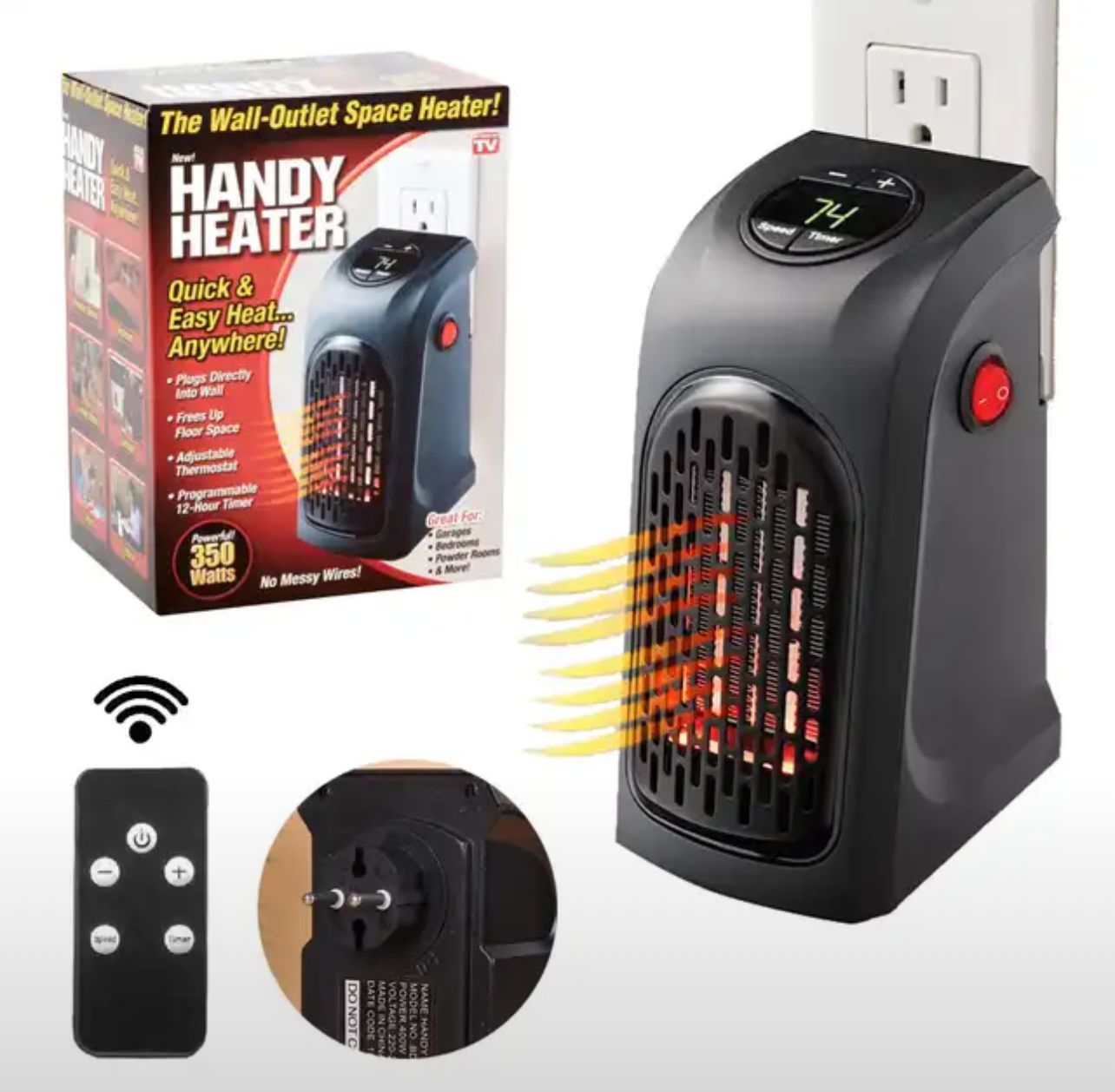 Портативныйминиобогреватель/тепловойвентиляторHandyHeater400Втспультомд/у