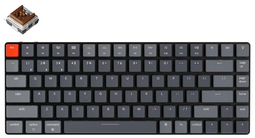 KeychronИгроваяклавиатурабеспроводнаяK3Hot-Swap,(KeychronOpticalBrown),Русскаяраскладка,серый