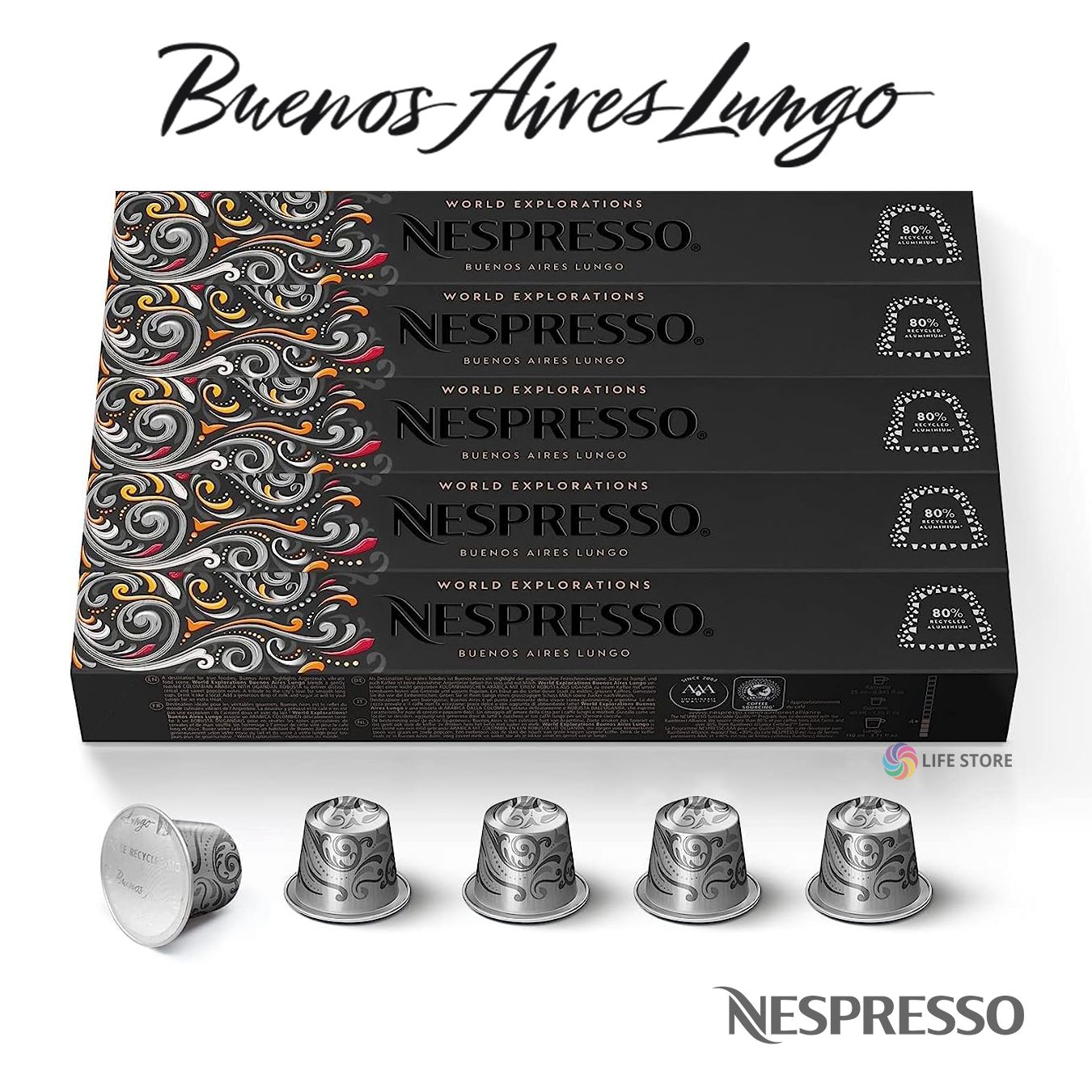 Кофе Nespresso Buenos Aires Lungo в капсулах, 50 шт. (5 упаковок)