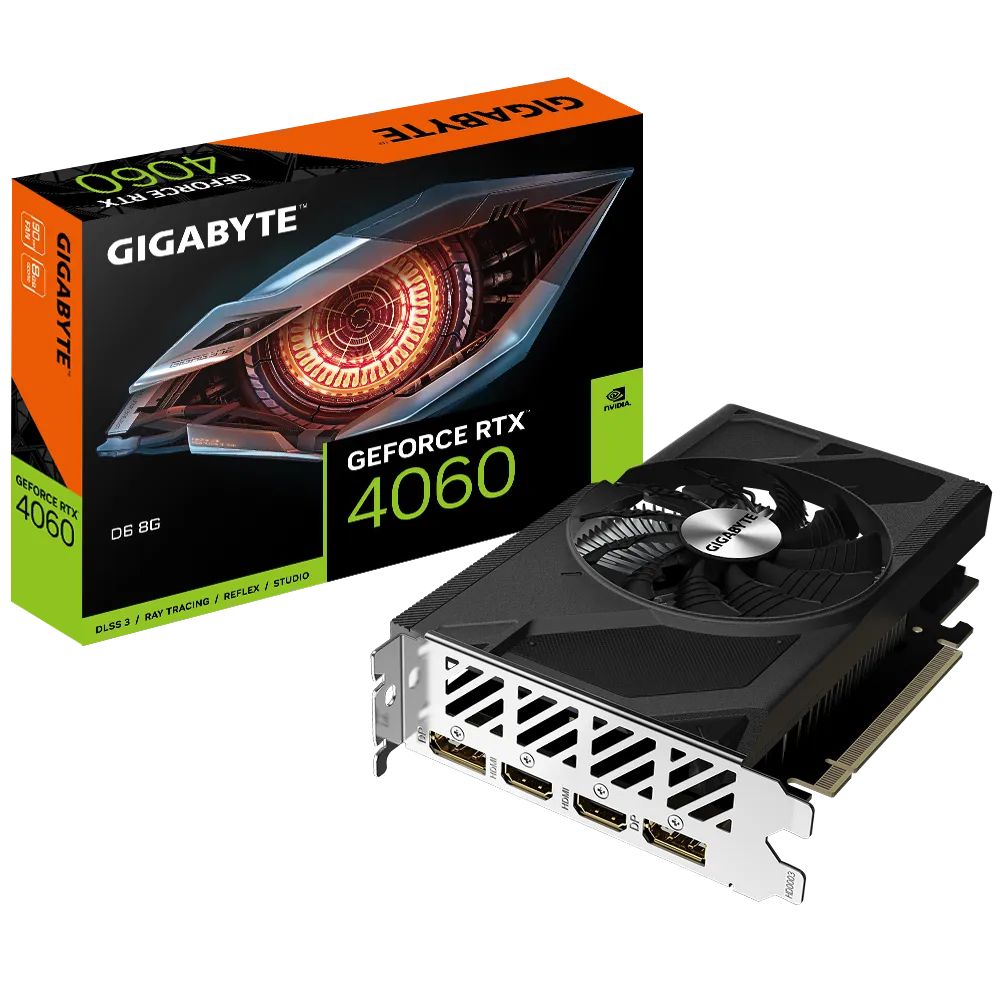 Gigabyte Видеокарта GeForce RTX 4060 D6 8 ГБ (GV-N4060D6-8GD)