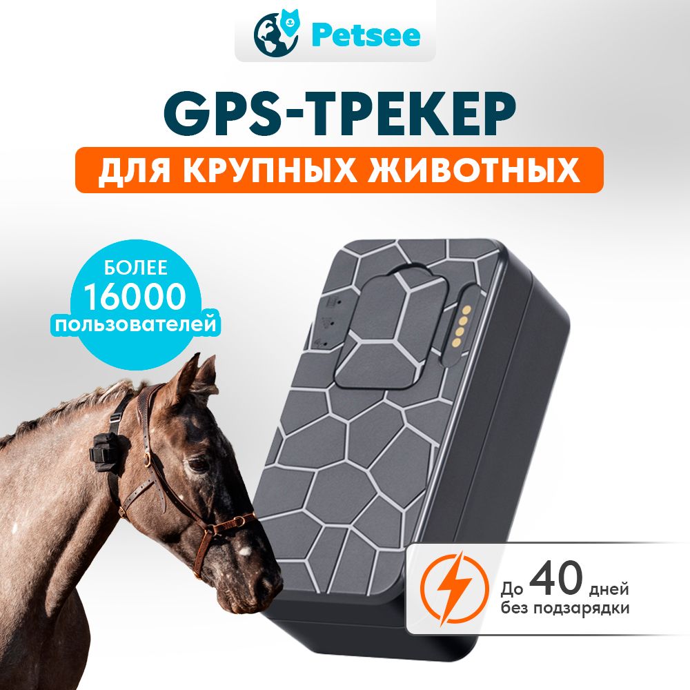 GPS трекер для коров, лошадей, овец и других КРС с ошейником. Встроенная  сим-карта, работает до 40 дней без подзарядки