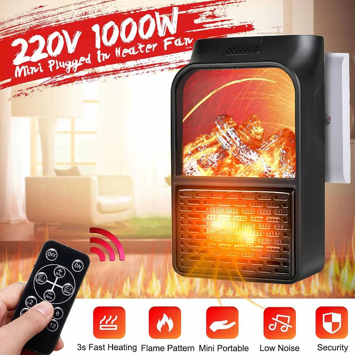 Портативный мини камин с LCD дисплеем Flame Heater 1000W/ имитация огня -  купить с доставкой по выгодным ценам в интернет-магазине OZON (343461371)