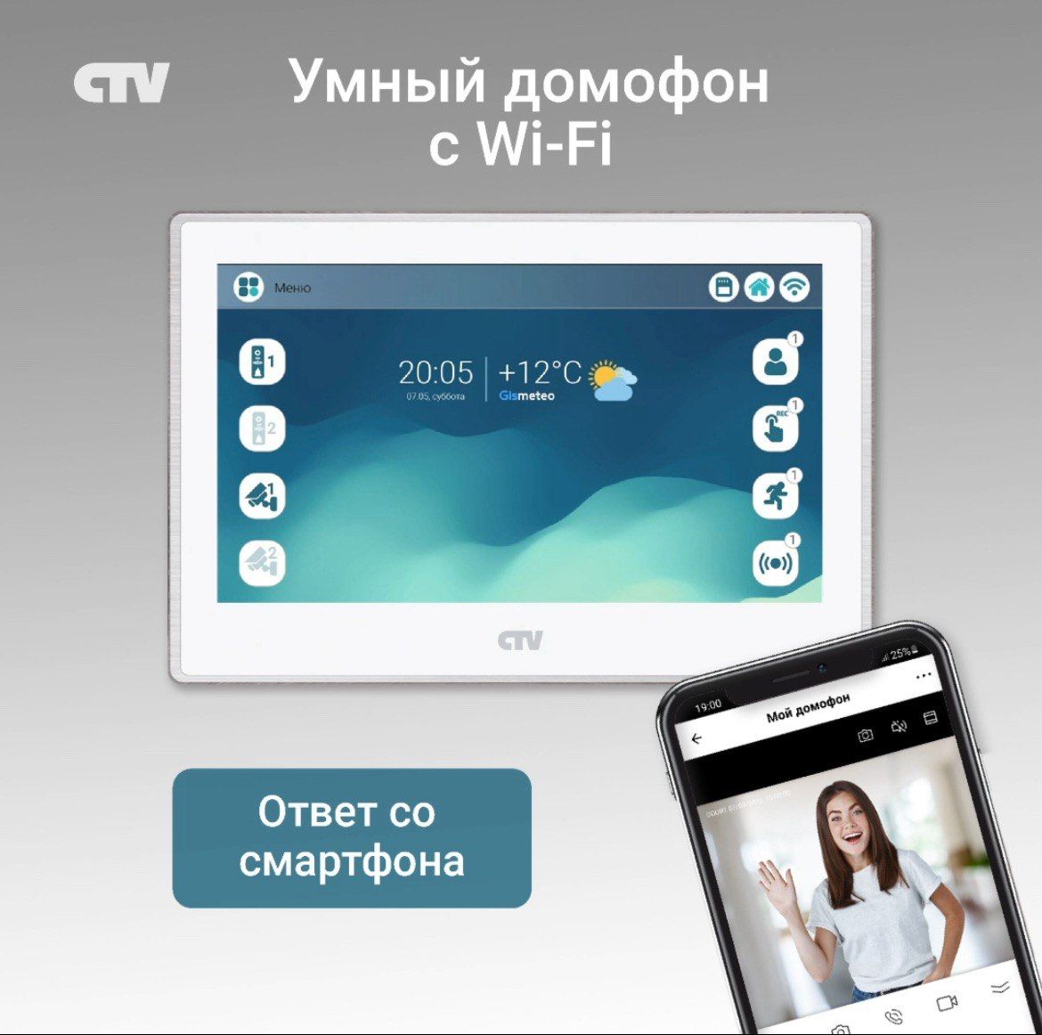 Видеодомофон CTV CTV-M5702, 1024x600 купить по низким ценам в  интернет-магазине OZON (336534708)