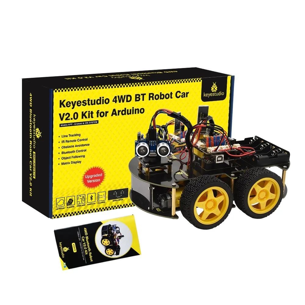 Набор для моделирования ардуино. Keyestudio 4wd Multi BT Robot car Kit upgraded v2.0 w/led display for Arduino ks0470. Mini Robot keyesstudio 4wd BT Robot carexamples. 4wd Arduino. LAFVIN «Multi-functional Smart car Kit».