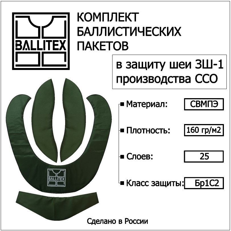 Баллистика в защиту шеи ССО ЗШ-1 , классы защиты Бр1 С2