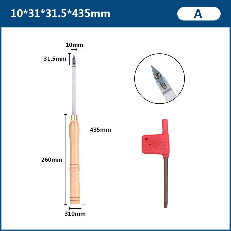 Токарныеинструментыдлядеревообработки,твердосплавныйрежущийинструмент,длина435мм,ручкаизбука,алмазноелезвие31,5x10мм1шт