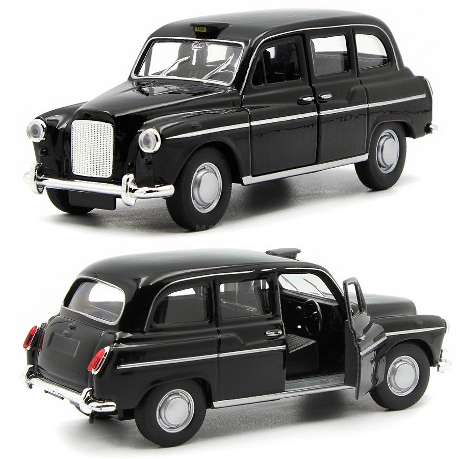 Машинка металлическая Welly 1:39 Austin FX4 London Taxi (Лондонское такси  Остин Таксикэб) инерционная, двери открываются / Черный