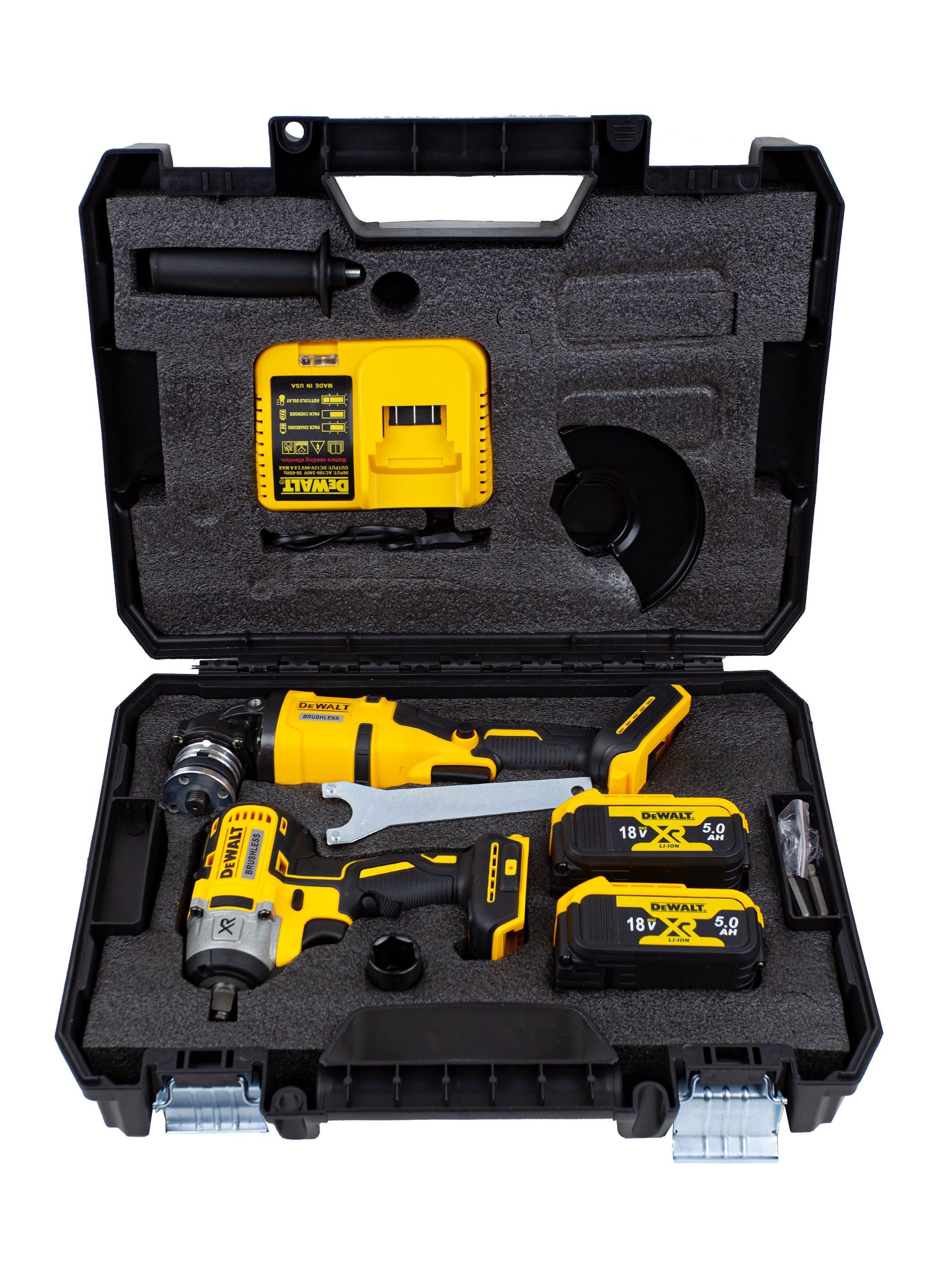 DeWalt Гайковёрт Аккумуляторный Ударный 18v + Болгарка УШМ 125мм бесщеточная Набор 2в1 Девольт