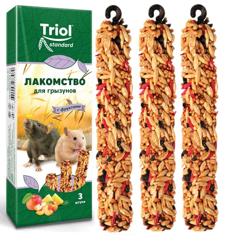 Лакомство для грызунов с фруктами (уп. 3 шт), 80г, Triol Standard