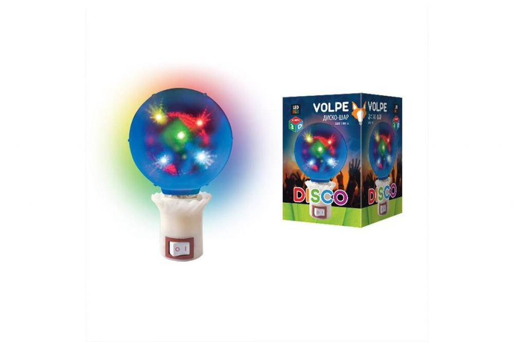 Светильник декоративный с вилкой Volpe Disco 1.5W RGB эффект 3D d8см, 220V ULI-Q309 1,5W/RGB  #1