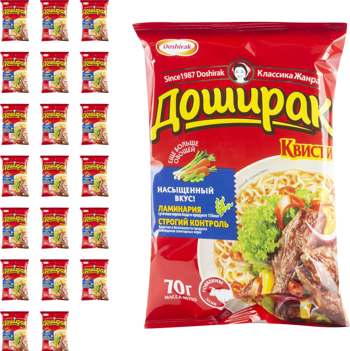 Лапша Доширак Квисти со вкусом говядины 70 г (комплект из 40 шт ...
