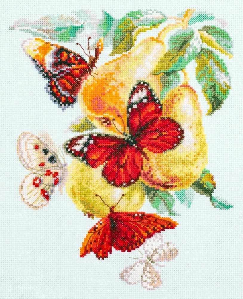 Набор для вышивания крестом Чудесная игла 130-051 Бабочки на груше 21х27см  #1