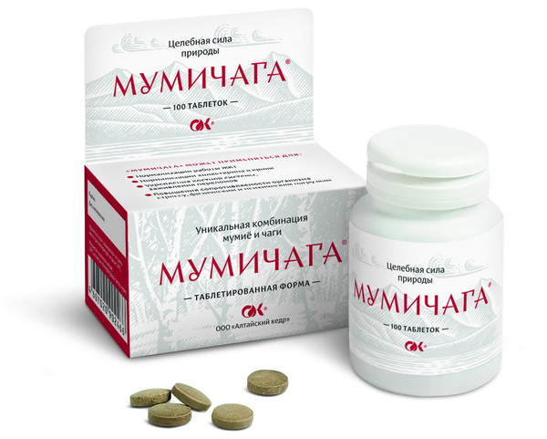 Мумичага - экстракт мумие и чаги, 100 таблеток по 0,55 грамма купить на ...