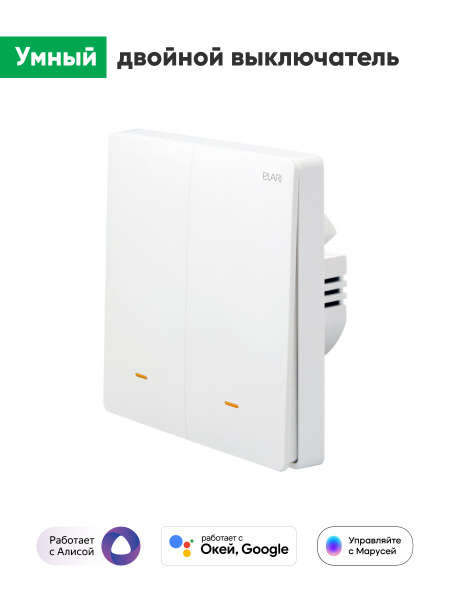 Умный выключатель ELARI Smart Switch Double - купить с доставкой по ...