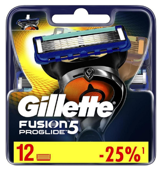 Gillette Fusion Proglide Сменные кассеты для бритвы, 12 шт - купить с ...