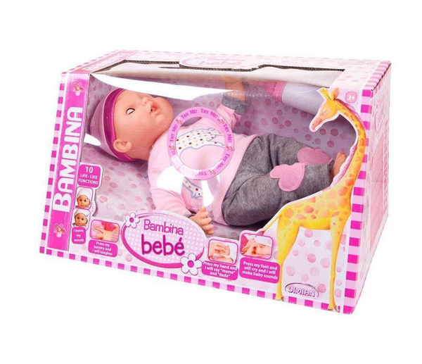 Кукла DIMIAN Bambina Bebe Пупс 40 см, с живой мимикой, со звуковыми ...