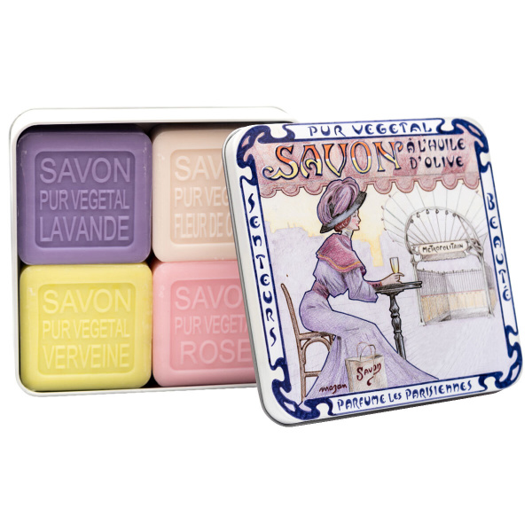 Набор твердого мыла для рук и тела из 4 кусков в металлической коробке ...