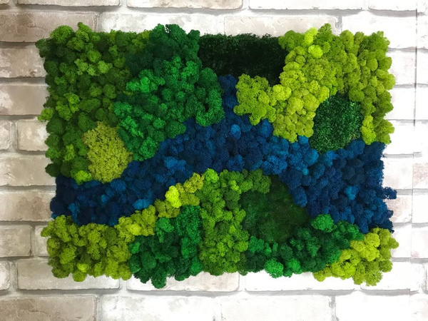 Картина интерьерная \"Река\" 50*70 из стабилизированных мхов, для дизайна ...