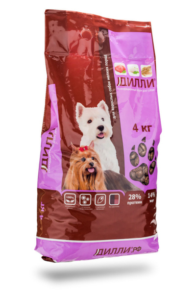 Сухой корм для взрослых собак мелких пород Дилли, 4 кг - купить с ...