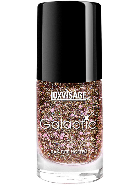 LUXVISAGE Лак для ногтей Galactic с блестками, тон 221 Золотистый с ...