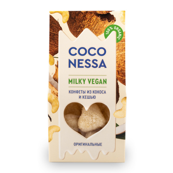 Coconessa Конфеты без сахара кокосовые "Оригинал с кешью" Milky Vegan ...